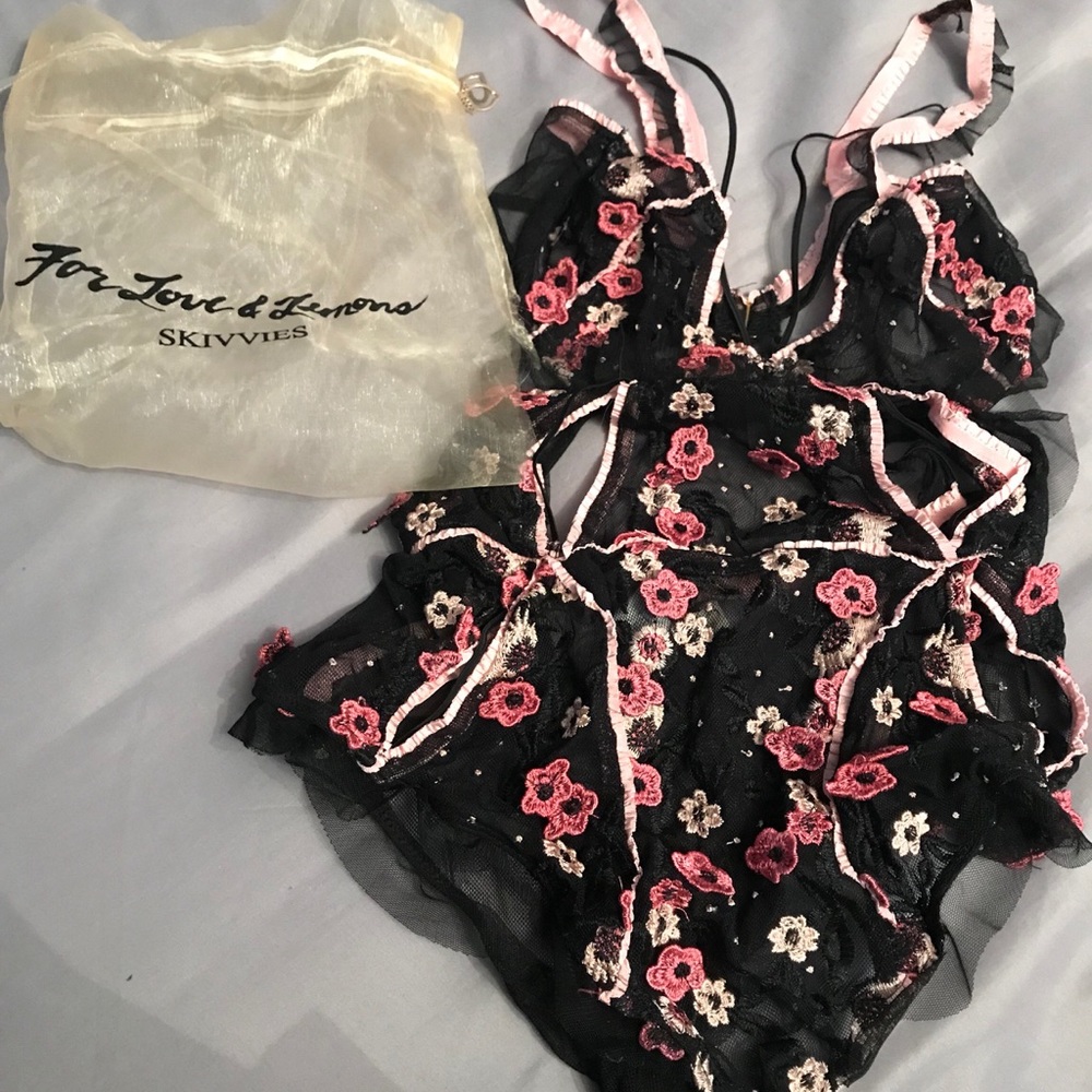 For love & lemons peony skivvies bodysuit lingerie